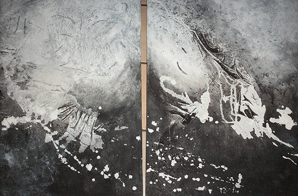 Elisa Archer, Diptico " Fortaleza Sabiduria"/collage y mixta sobre tela 100_5036